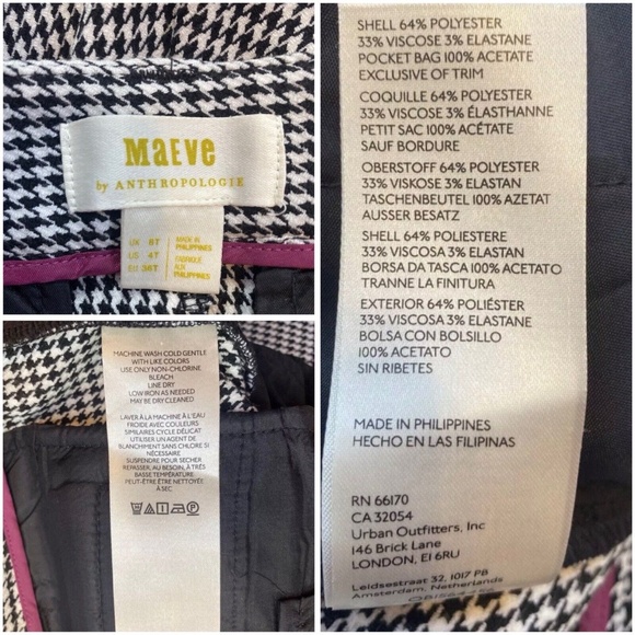 Maeve by Anthropologie Houndstooth Wide-Leg Pants Black & White Size 4 Tall - Picture 13 of 16